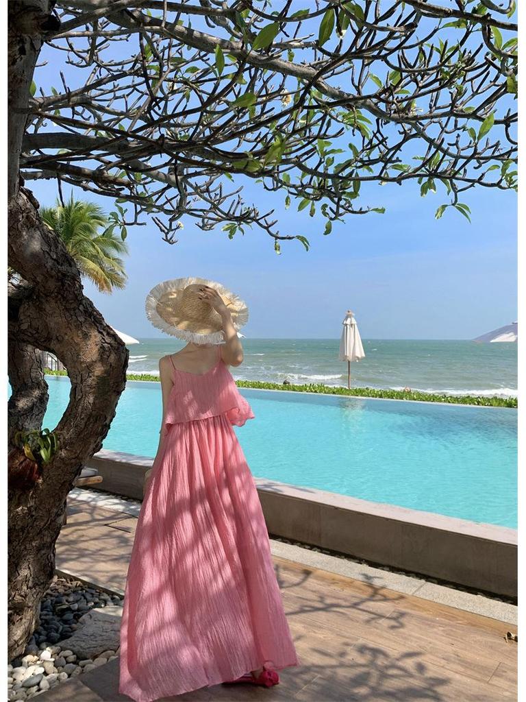 Elegant Sky Blue Backless Maxi Dress for Beach Vacations