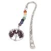 Stone Tree Bookmark Decorative Exquisite Healing 7 Chakra Metal Bookmark for Teacher Students Women Garnet