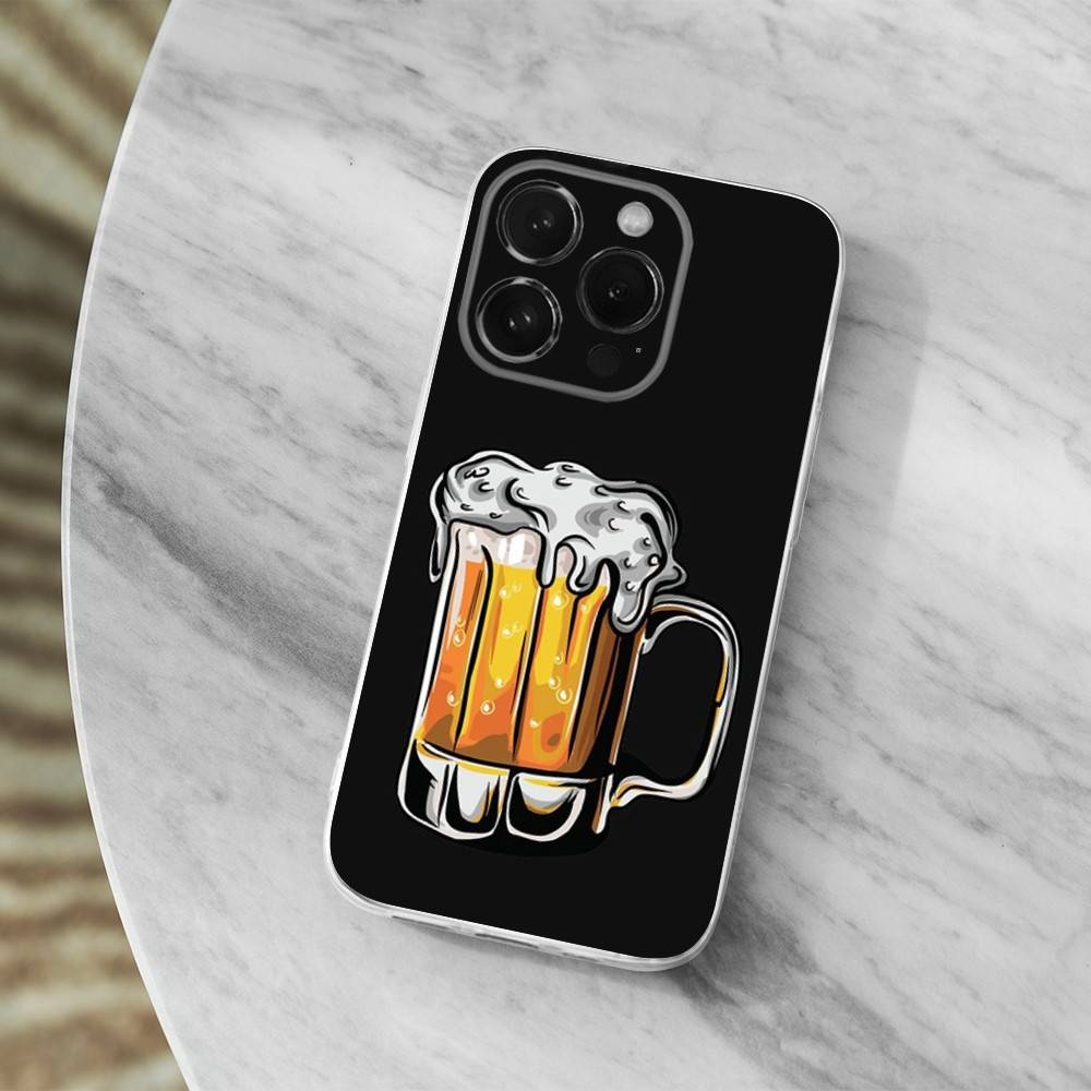 Alcohol Art Beer Case For iPhone 15,11,12,13,16,14,17,Pro,Max,Plus,SE,Mini,X,XS,XR, Transparent Soft Silicone