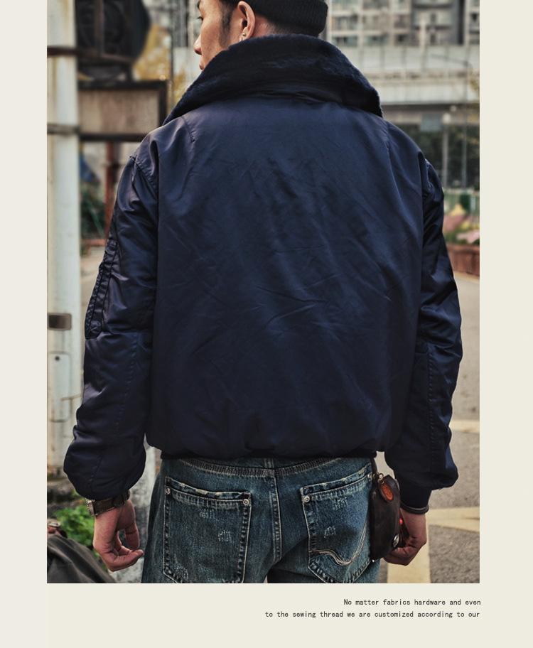 Shenwu Amei Herren Khaki B-15 Fliegerjacke Retro Baumwollparka Wintermantel