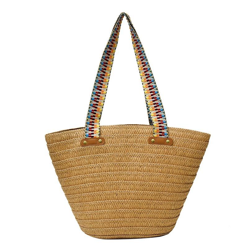 

Woven straw bag women s large-capacity new spring and summer leisure shoulder tote bag vacation wind beach bag хакі