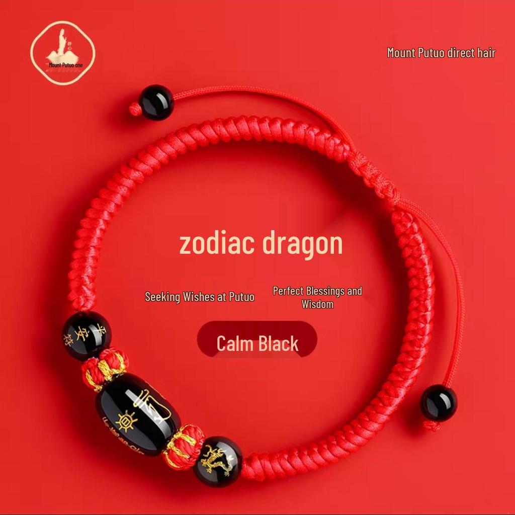 Putuoshan 2026 Jahr des Pferdes Rotes Schnurarmband - Damen Amulett aus gewebter Kordel für Pferd, Ratte, Ochse, Hase, Tai Sui