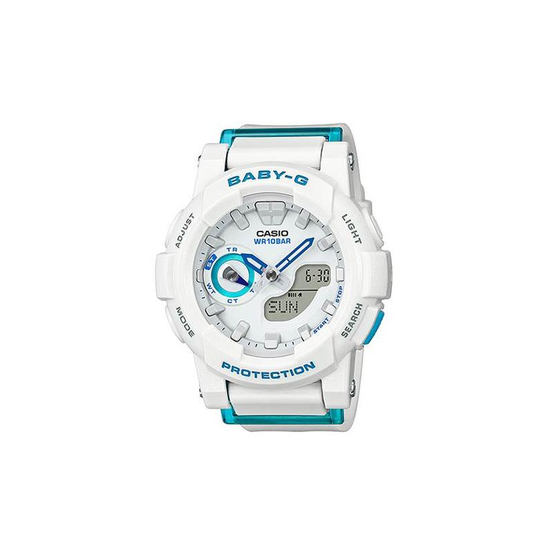 

Casio BABY-G series runner, fashionable and energetic street, classic dual display dial, sports waterproof, quartz movement, resin strap, BGA-185FS-7A белый
