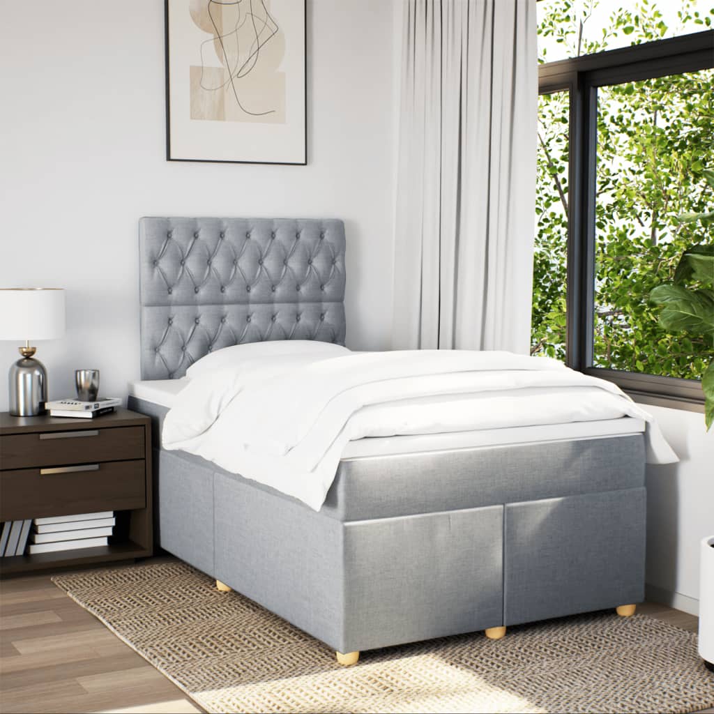 Vidaxl Letto Continentale Con Materasso, Grigio Chiaro, Tessuto 120X200 Cm