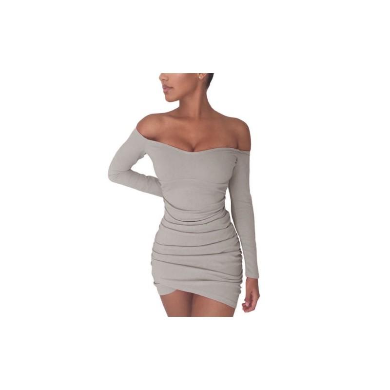 Elegant Women Long Sleeve Off Shoulder Evening Cocktail Party Club Bodycon Mini Dress Us
