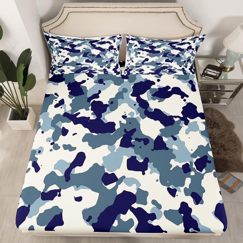 Camouflage Simple Pattern Mattress Three-Piece Digital Printing Mattress Bedding Set Adult Children