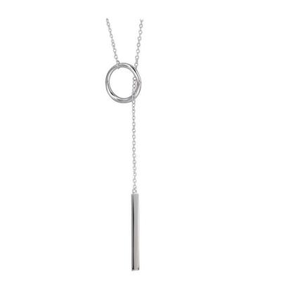 Necklace - 1MDA00 - Sterling Silver - Length 76 Cm - Circle 1.4 Cm - Bar 3 Cm