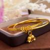 Gold Lily Crushed Ice Double Ring Bracelet: Luxurious and Elegant Design In Bright Surface Finish.