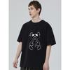 Black T-Shirt With White Bear Graphic Print Casual Streetwear For Men And Women