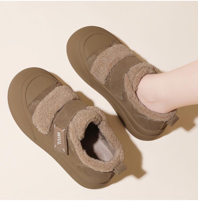 2024 Women's Thick-Soled Genuine Leather Fur Sneakers - Winter Warm, Velvet-Lined, Outdoor Sports Shoes