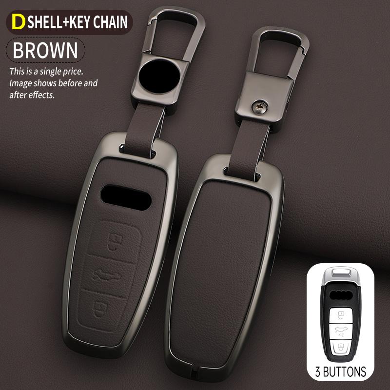 Carcasă de protecție pentru chei de mașină din aliaj de zinc și piele pentru A3 A4 A5 A7 A6 C8 Q8 Q7 Q5 Q4 Q3 E-tron Accesorii pentru husa chei de mașină