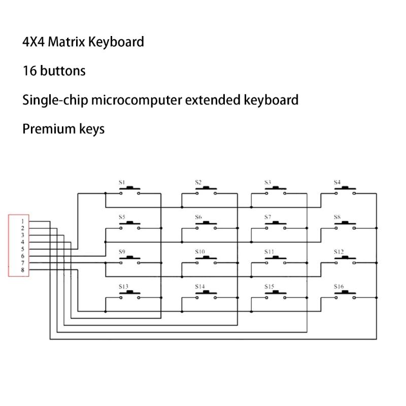 Langlebigkeit 16-Tasten 8-Pin-Matrix-Tastaturplatine Kompatibel für Raspberry-Systeme Externe Erweiterung Präzise Eingabe