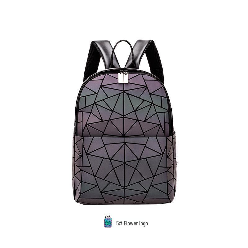 Trendy Japanese Geometric Night Glow Backpack - Large Capacity Commuter & School Bag for Men and Women