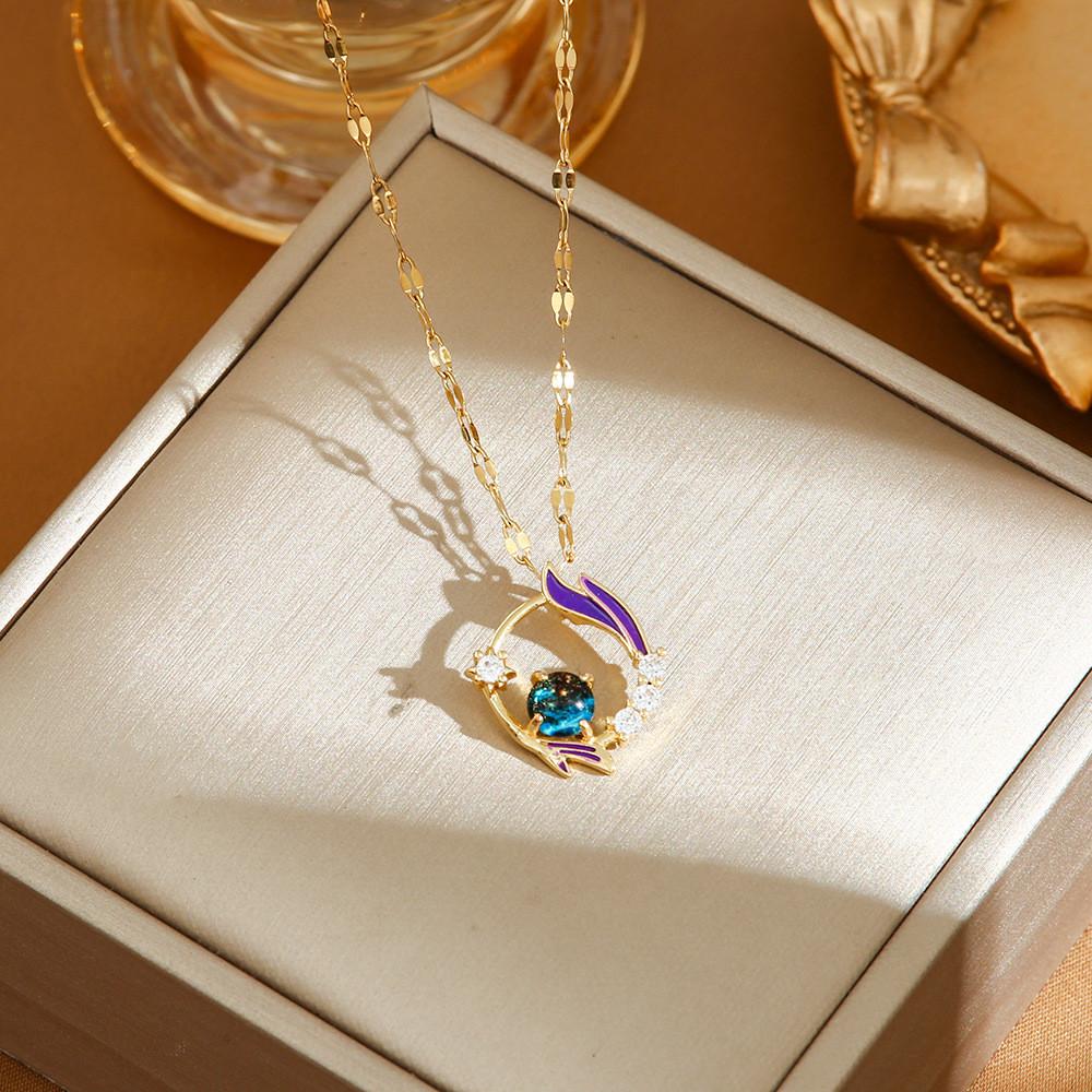 

Стальное ожерелье Моана Титан Темперамент Женская ключичная цепочка Модные украшения синий