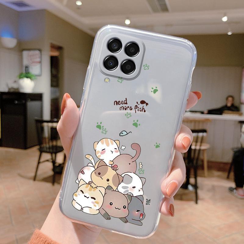 For Samsung Galaxy M33 5G Case Cute Cat Cartoon Protective Soft Silicone Phone Cases For Samsung M 33 GalaxyM33 Bumper Clear Bag