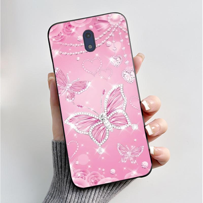 För Nokia 3 Fodral För Nokia 3.1 Fodral Lyxigt Mode Fjärilar Blommor Mjukt Smalt Svart Silikon Baksida för Nokia3 Fodral