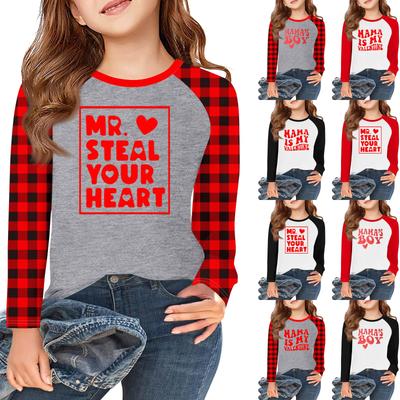 Girls Long Sleeve Love Valentine's Day T Shirts Kids Fall Tops Crewneck Basic Tees 5-14Y