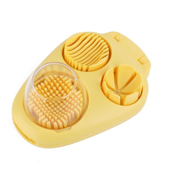 

3-in-1 Egg Slicer for Hard-Boiled Eggs Strawberries Grapes Stainless Steel Wire Cutter with Wedge Crush Function Essential Kitchen Tool for