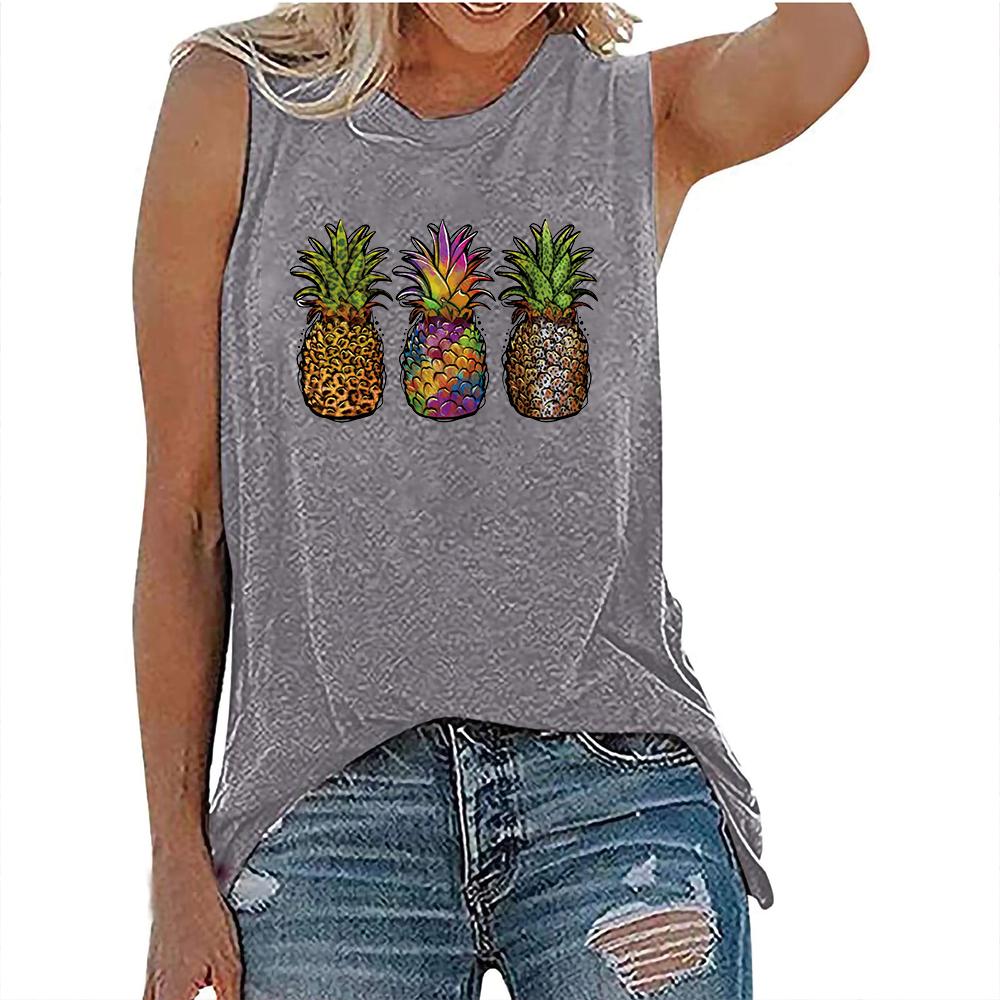 Summer Pineapple 3D Printed Tank Tops Women's Casual Streetwear Fashion Sleeveless O-Neck Vest Camisole Y2k Girl Woman Clothing