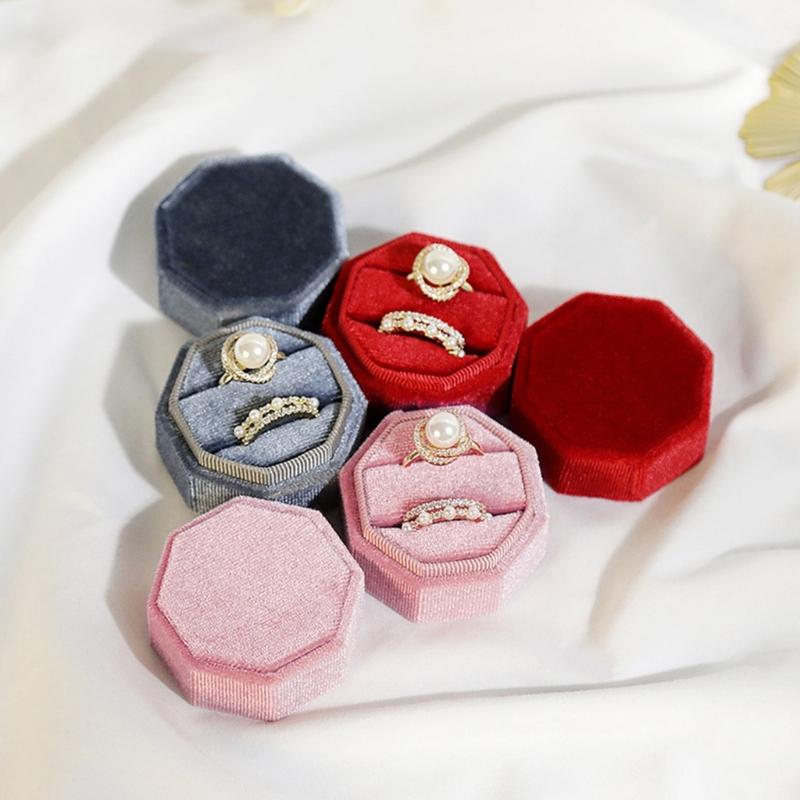 Rings Box Jewelry Box Display Holder Cases Wedding Rings Flannel Material Jewelry Box Perfect Gift for Woman Man Girls