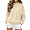 Women's Color Round Neck Long Sleeve Loose Fit Pullover Sweatshirt for Casual Everyday Wear