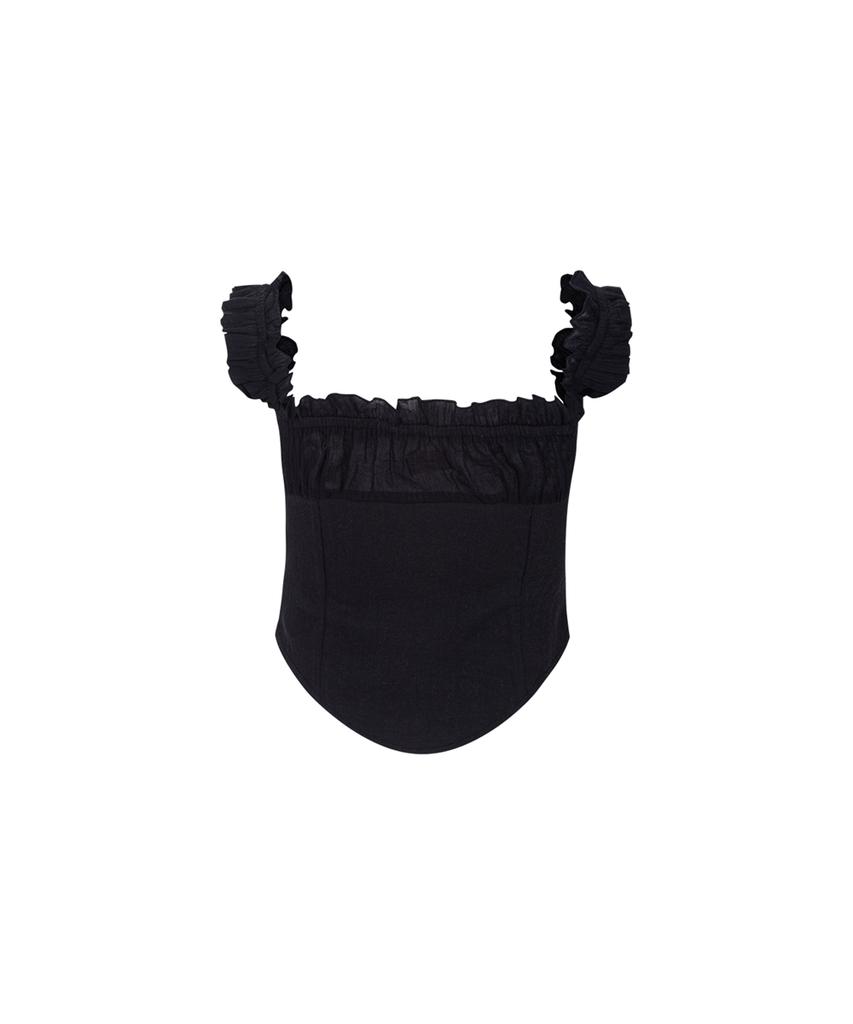 Peullijeunopallou Della Corset Shirt Top (Black)