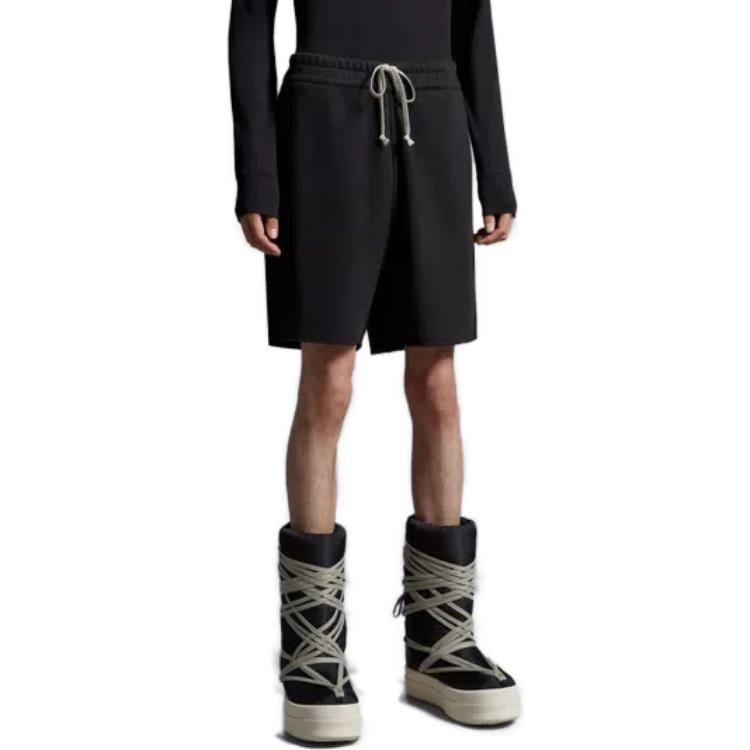 Moncler X Rick Owens Spolupráce Podzim/Zima 23 Volné Ležérní Šortky na Stahování Unisex Šortky Černé I209N8H00001M3675999