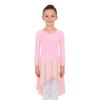 Girls Ballet Dance Practice Performance Long Sleeve Leotard High Low Elastic Waistband Chiffon Skirt Outfit