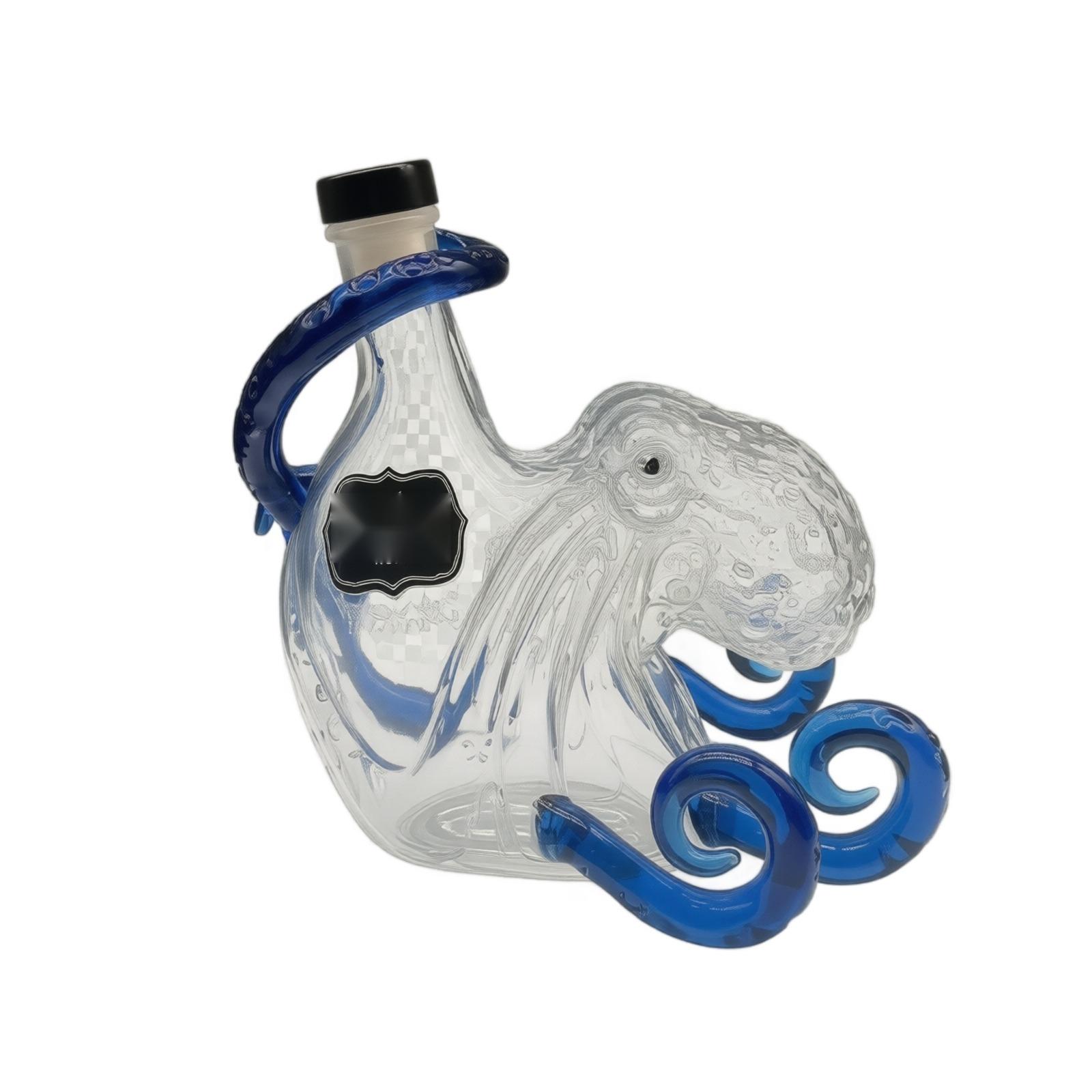 Glass Octopus Whiskey Decanter with Tentacle Handle Unique Nautical Design Handcrafted Beverage Bottle for Spirits Display and Storage