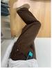 Women's Plus Size Brown Fleece-Lined Pants: Curved, Slimming, Straight, and Wide-Leg Options for Pear-Shaped Figures