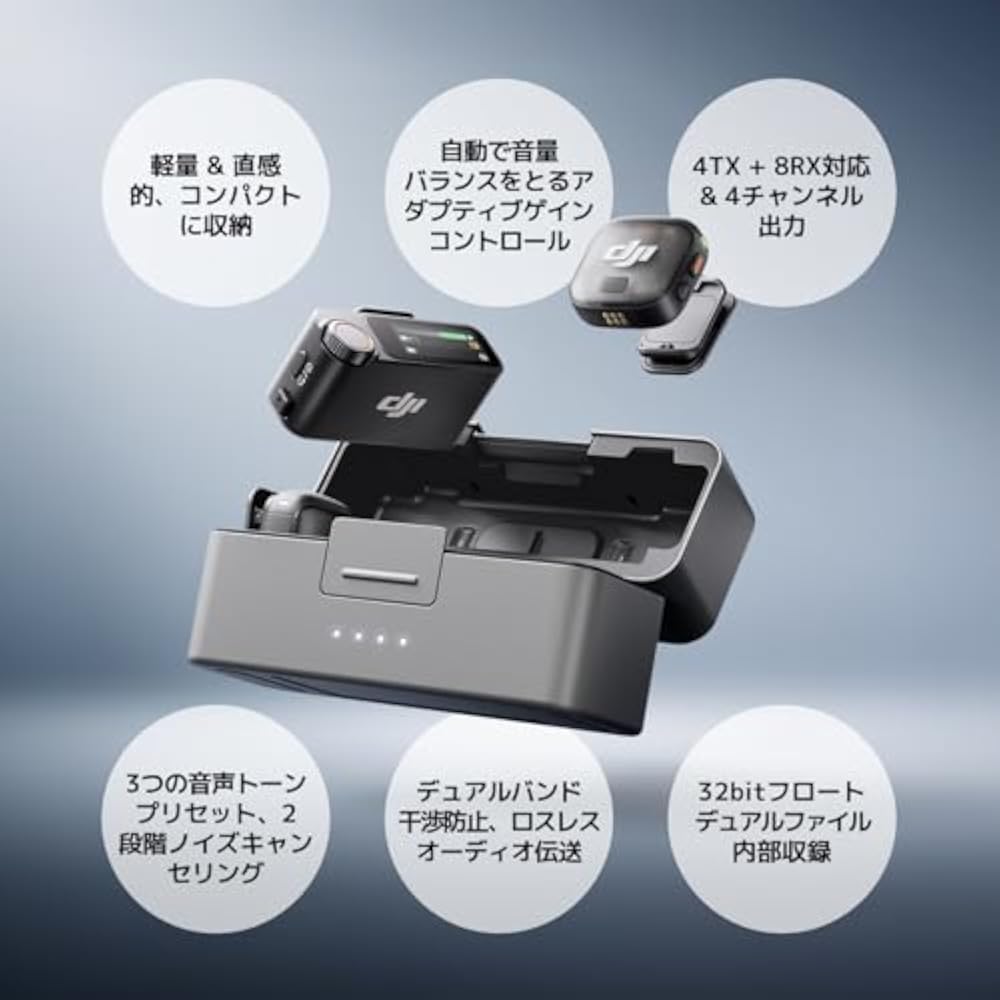 DJI Mic 3 (2 TX+1 RX+ Charging Case) Pin Microphone Ultra Lightweight Wireless Microphone for iPh...