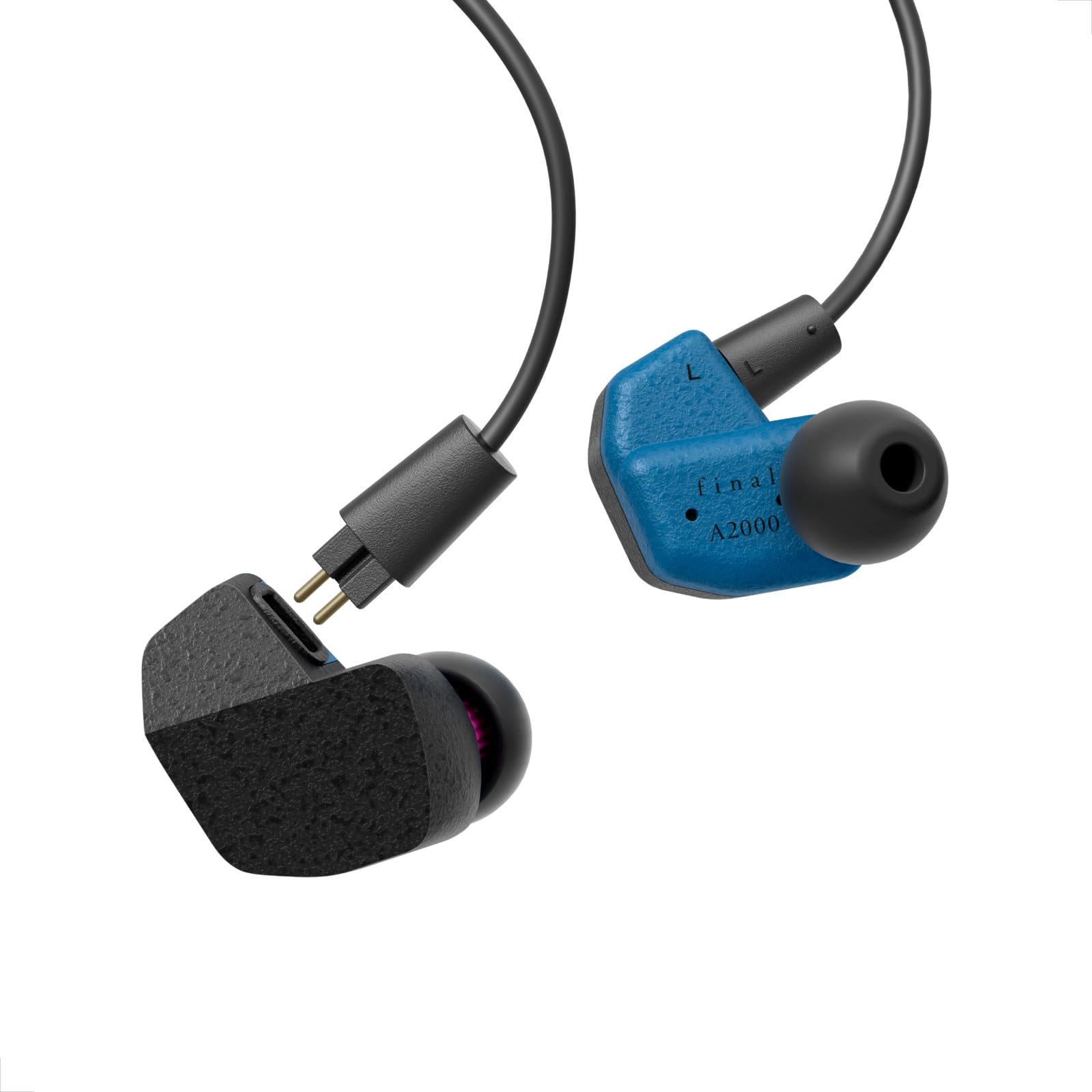 

final A2000 Japanese Audio Earphones Dynamic Driver f-Core DU 2-Pin Connector OFC Cable Black Blue