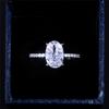 925 Sterling Silver Oval Finger Ring Band Dazzling Brilliant CZ Stone Four Prong Setting Classic Wedding Anniversary Gift
