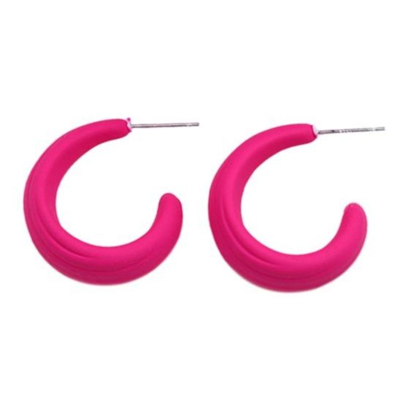 Цвет C-образные серьги-гвоздики, красочные серьги-кольца, легкие серьги с геометрическим кругом, ювелирные изделия, подарок розы красного