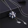 Alloy Sweater Necklace Crystal Tassel Pearl Pendant New Flower Crystal Pendant  for Women