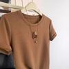 Women's Khaki Short-Sleeve Loose Cotton T-Shirt - Summer 2024 Petite New Design