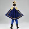 Rotes König Prinz Cosplay Kostüm für Halloween Karneval Party Blauer Umhang Zepter Krone Jacke Prinzenanzug 7 Teile Make-up Party