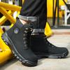 Fashion Mens Steel Toe Safety Boots Waterproof Leather Work Shoes Protective Work Boots High Top Safety Shoes Man Labor Protection Shoes