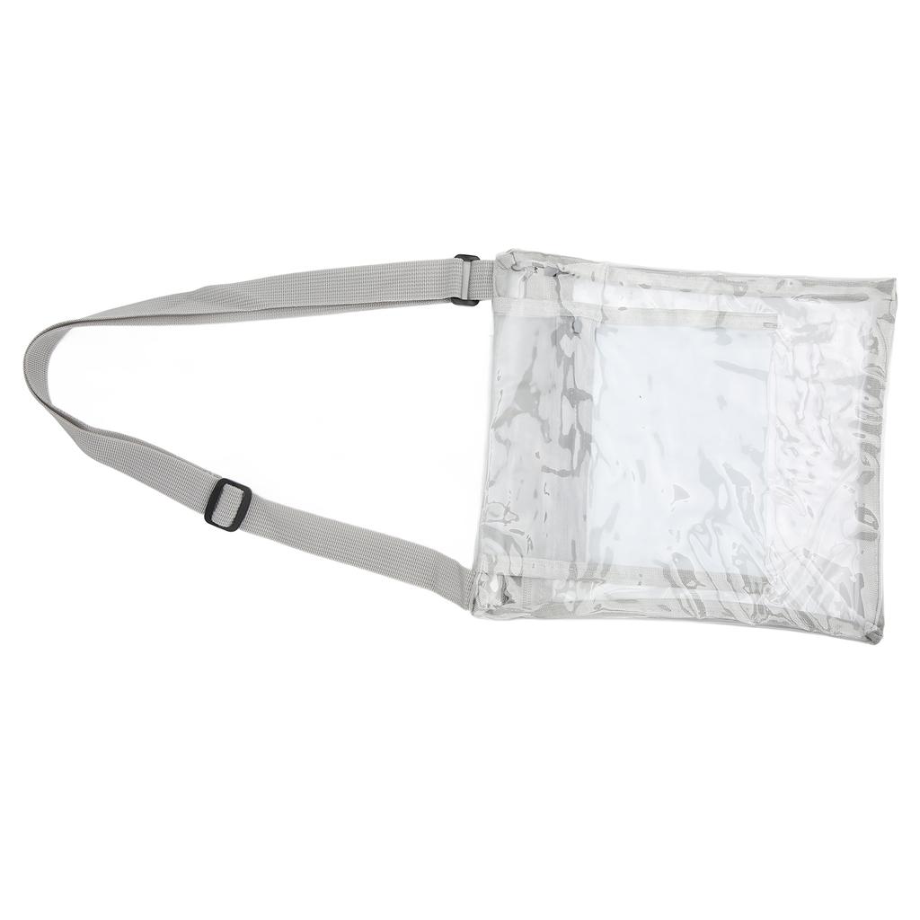 Transparent Messenger Bag with Adjustable Shoulder Strap and Inner Pocket for Sports Events Gray
