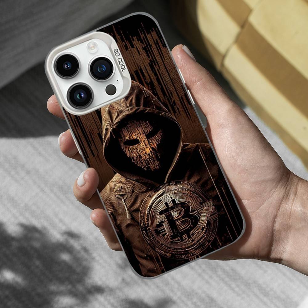 Cool Art Bitcoin Digital Phone Case For iPhone 17,16,15,14,13,12,11,Mini,XS,Pro,SE,MAX White Matte Shockproof Cover
