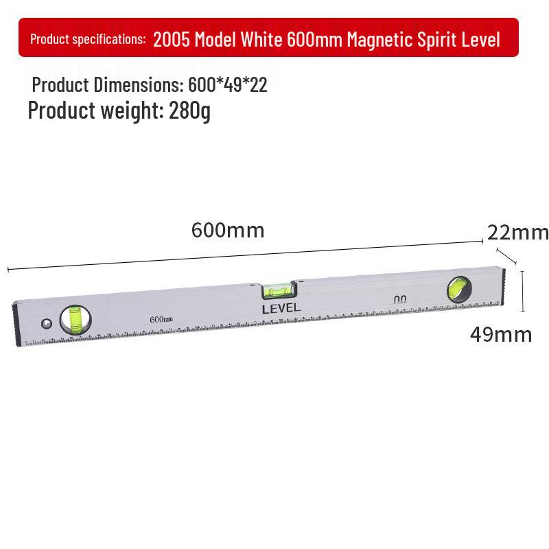 High-Precision Magnetic Spirit Level - Cast Aluminum, Strong Magnet, Multiple Specifications, Professional Measuring Tool for Home Use.