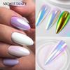 NICOLE DIARY Aurora Prášek na nehty Bílý Pigment Perleťový Třecí Prach Efekt Nail Art Třpytky Manikúra Příslušenství k nehtům