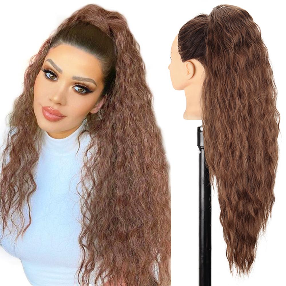 

Синтетический хвостик XINRAN, 26 дюймов, наращивание хвоста для женщин, длинный коричневый вьющийся хвост, зажим в хвосте, натуральный хвост для женщин, для косплея