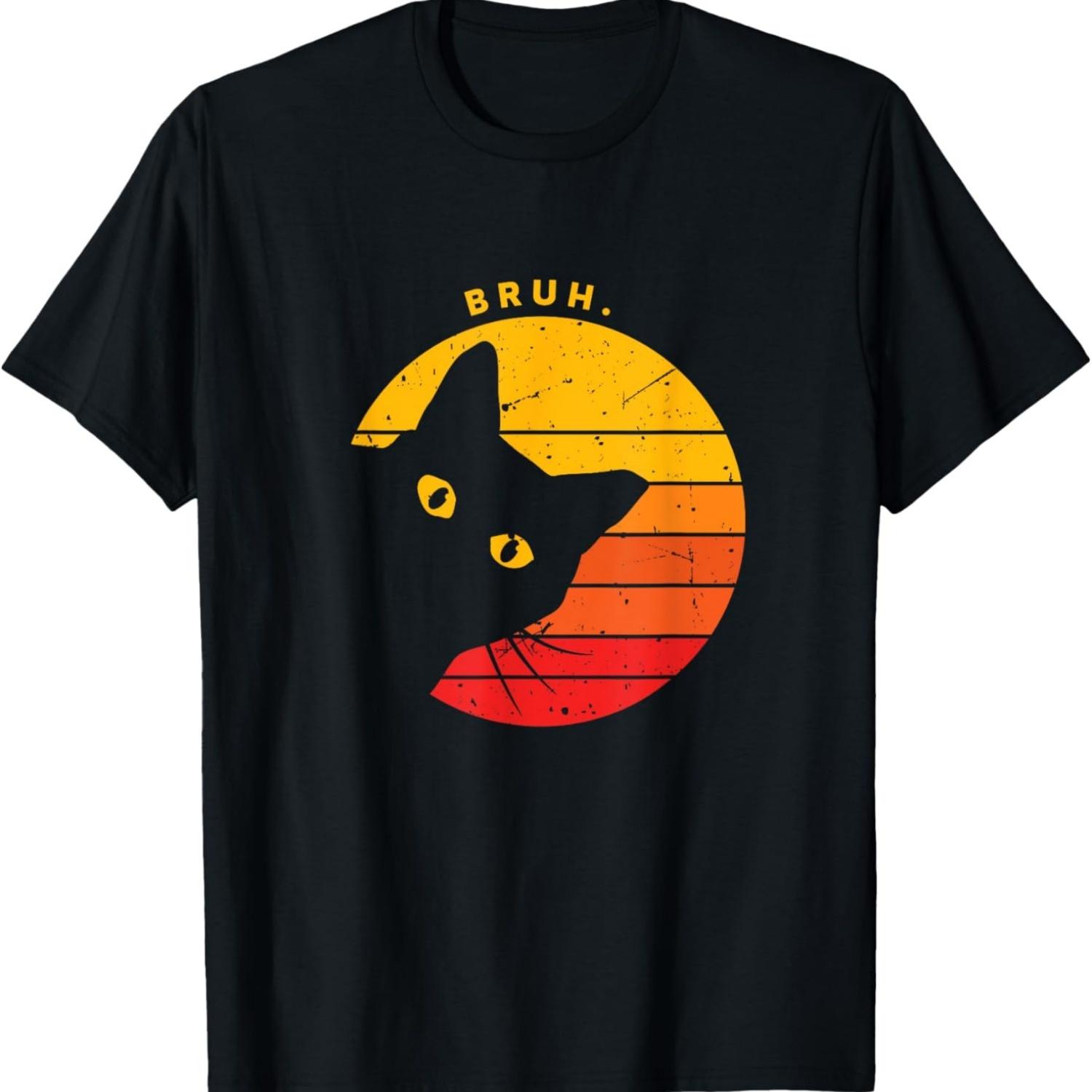 Bruh - Funny Sarcastic Cat Kitten Meme Lover T-Shirt S