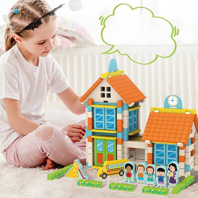 Children'S Early Education Tenon And Mortise Structure Building Block Creative Space Construction Assembly Construction Wooden Educational Toys 3-6