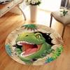 Cartoon Dinosaur Round Area Rug–Soft Washable Floor Mat for Kids' Room or Living Room – Non-Slip Play Area Carpet, Nursery Decor