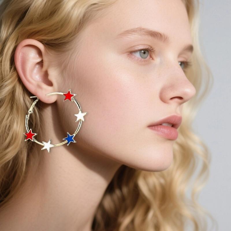 Stylish Five Point Star Ear Hoops Comfortable Alloy Jewelry for Sensitive Skin Portable