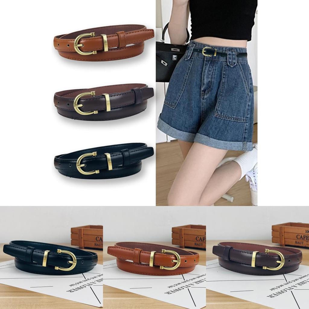 Stylish Pu Leather Womens Belt For Jeans With Slim Width And Classic Pin Buckle