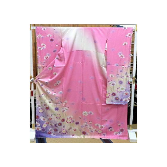Long-sleeved kimono, pure silk, used item, finished kimono, kimono, unused, ordered rental item, finished item, recycled item, finished item,