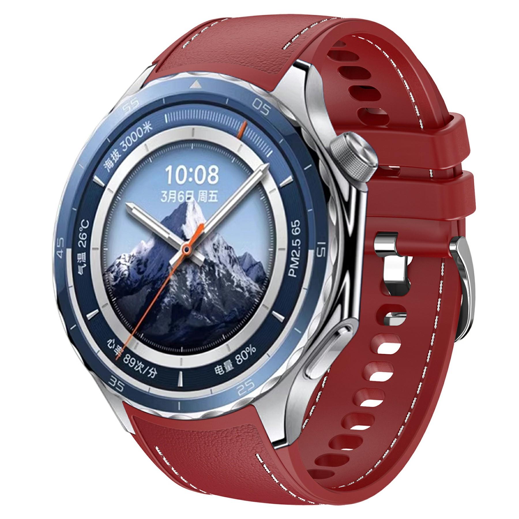 

For Oppo Watch X2 Smartwatch Band Stitched Line Design Adjustable Silicone Strap E